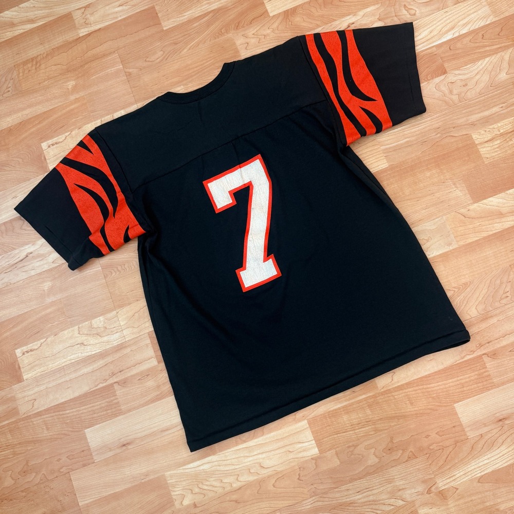 Vintage 80s Rawlings Cincinnati Bengals Jersey Black Orange Tiger Stripe L/XL